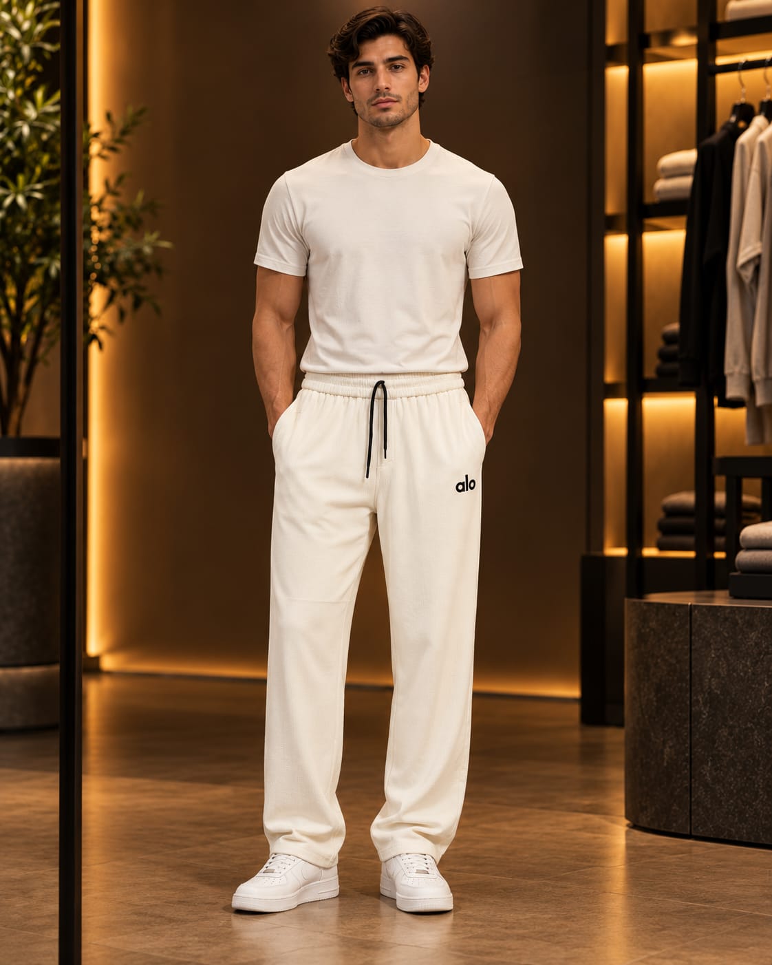 Men’s Straight-Leg Drawstring Casual Trousers