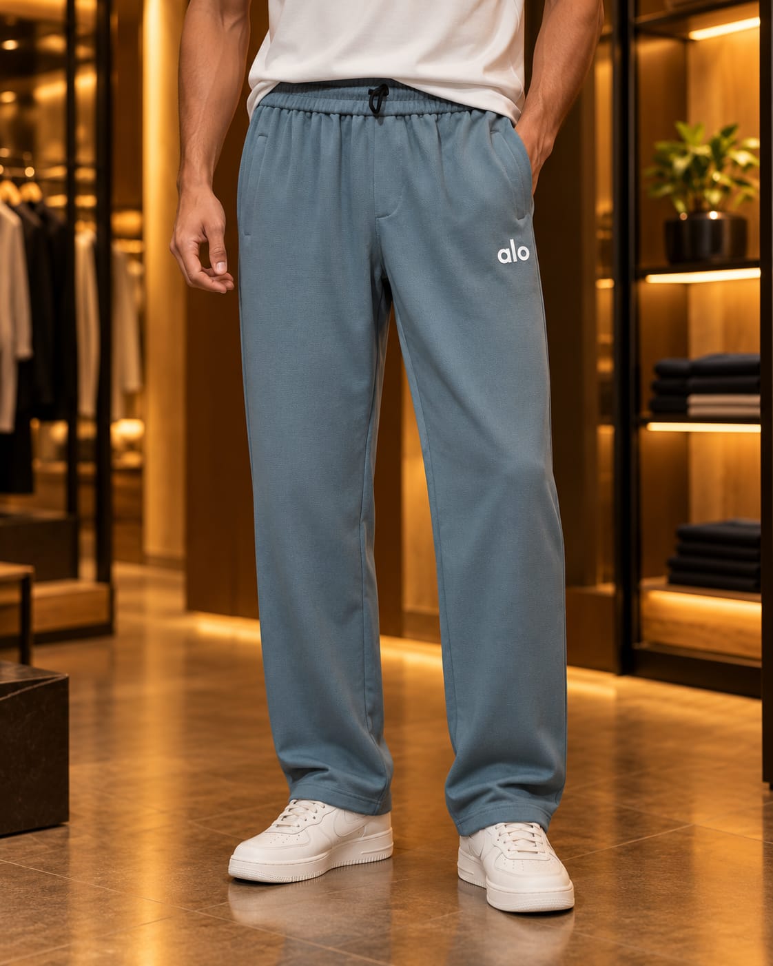 Men’s Straight-Leg Drawstring Casual Trousers