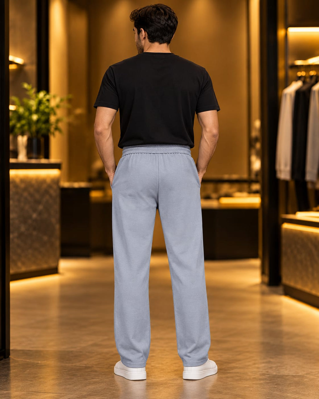 Men’s Straight-Leg Drawstring Casual Trousers