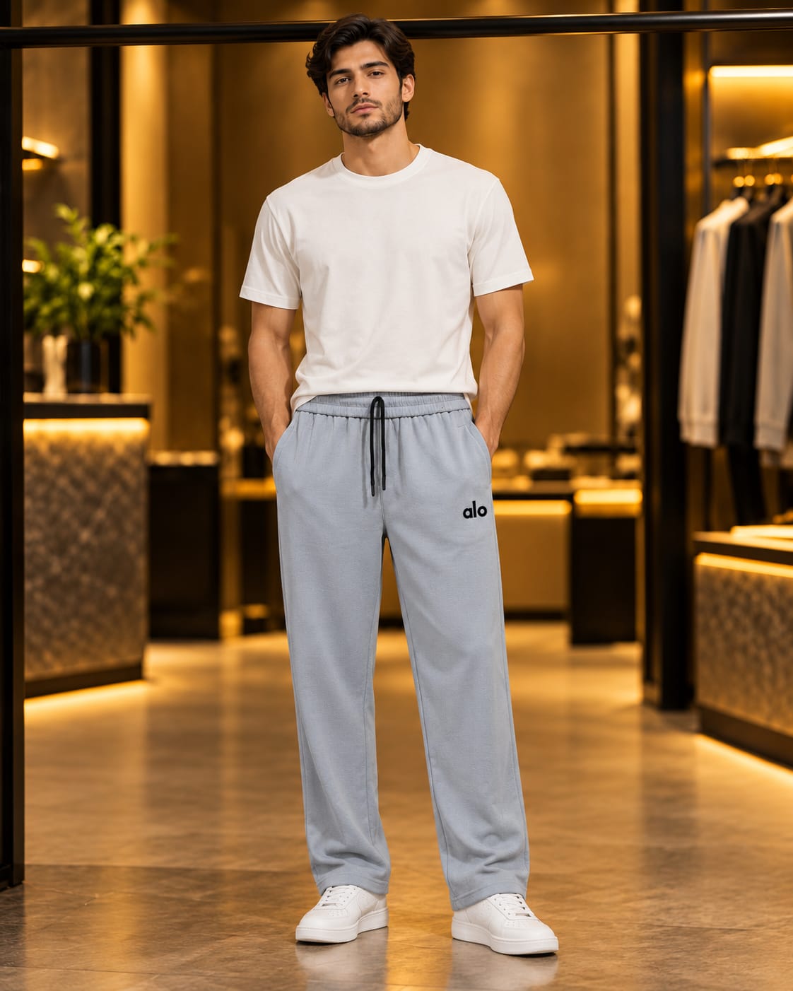 Men’s Straight-Leg Drawstring Casual Trousers