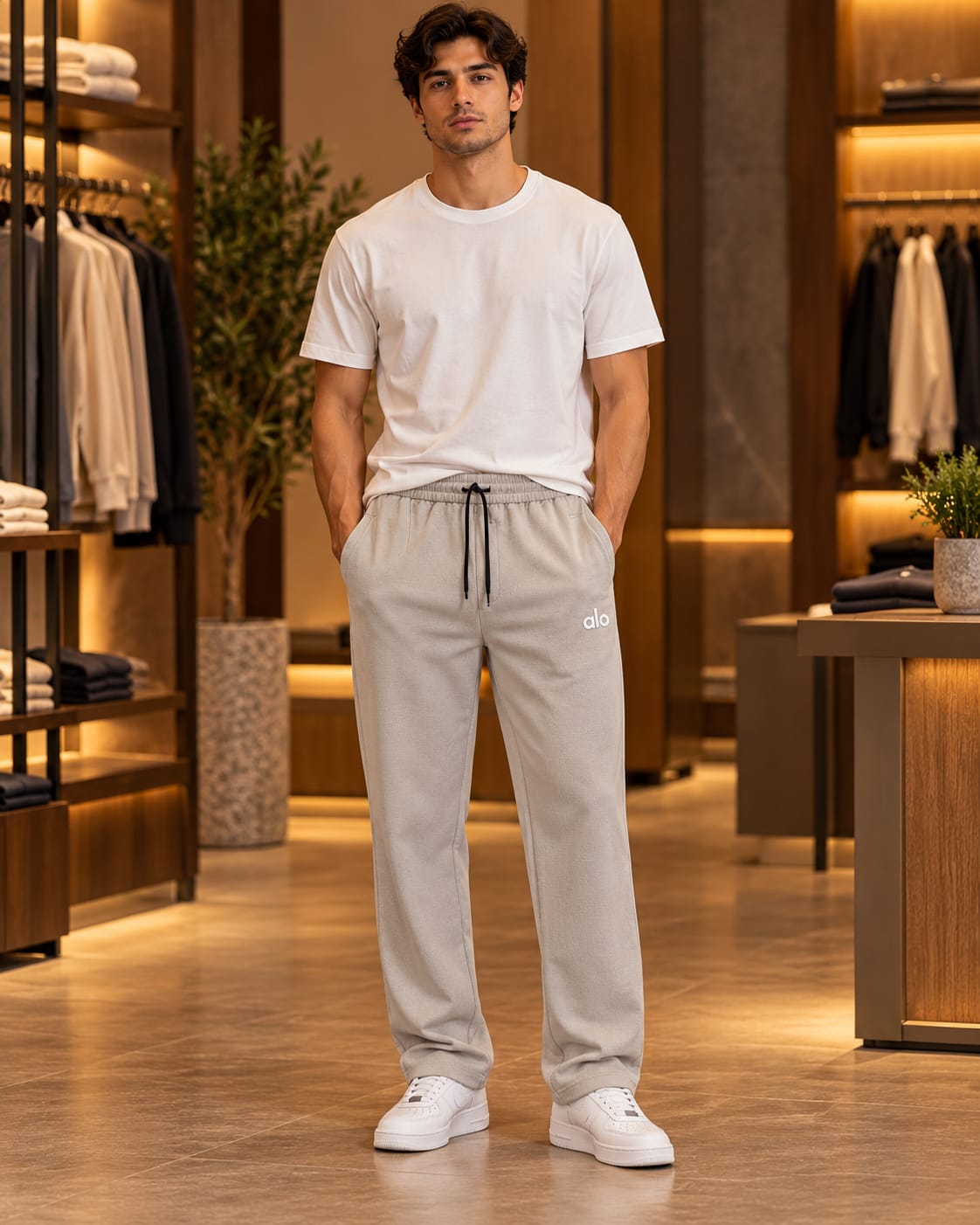 Men’s Straight-Leg Drawstring Casual Trousers