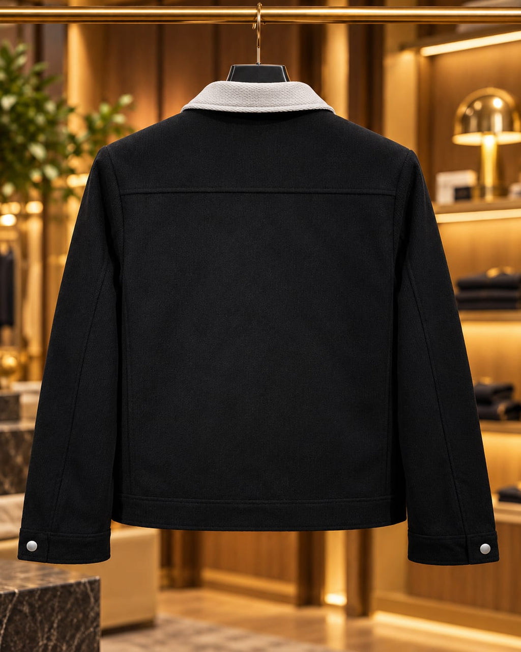 Men’s Contrast Collar Button-Up Utility Jacket