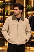 Men’s Contrast Collar Button-Up Utility Jacket
