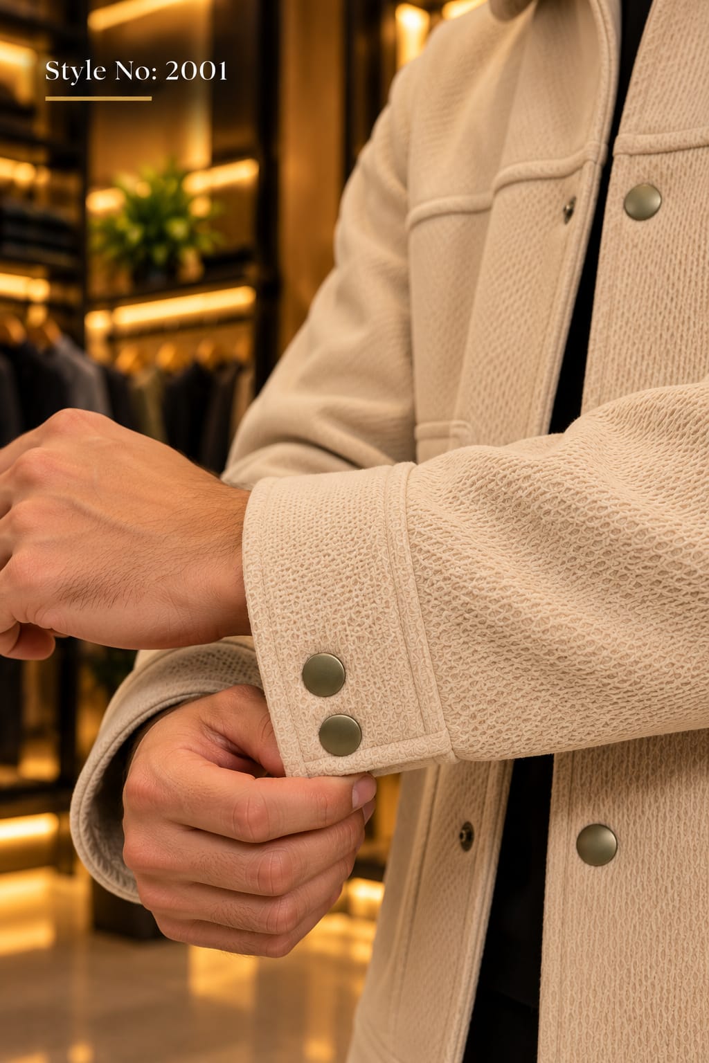 Men’s Contrast Collar Button-Up Utility Jacket