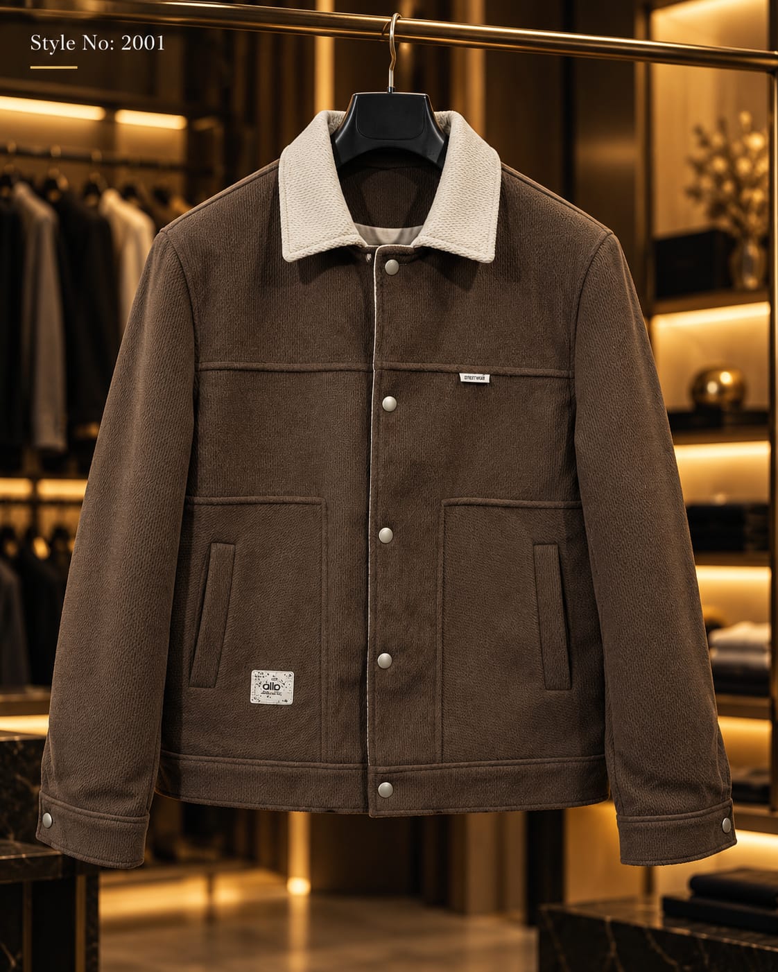 Men’s Contrast Collar Button-Up Utility Jacket