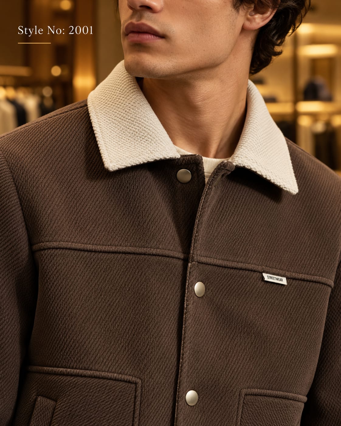 Men’s Contrast Collar Button-Up Utility Jacket