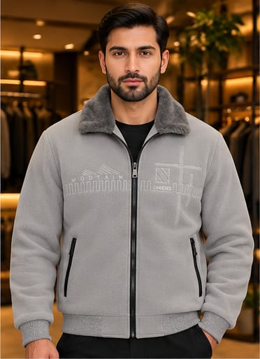 Men’s Faux-Fur Collar Zip Jacket