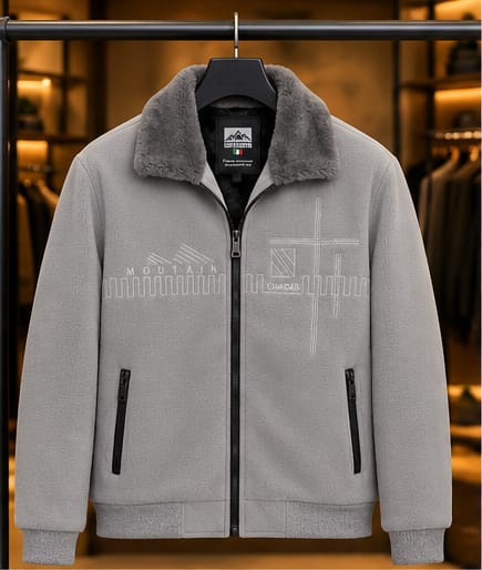 Men’s Faux-Fur Collar Zip Jacket