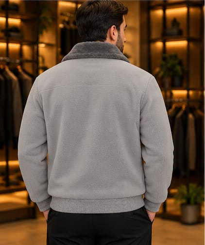 Men’s Faux-Fur Collar Zip Jacket