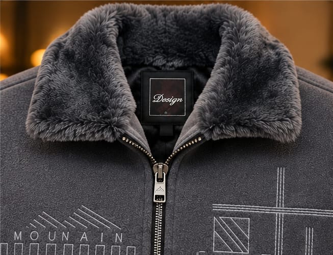 Men’s Faux-Fur Collar Zip Jacket