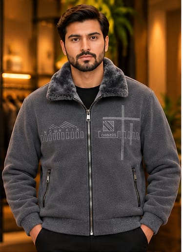 Men’s Faux-Fur Collar Zip Jacket