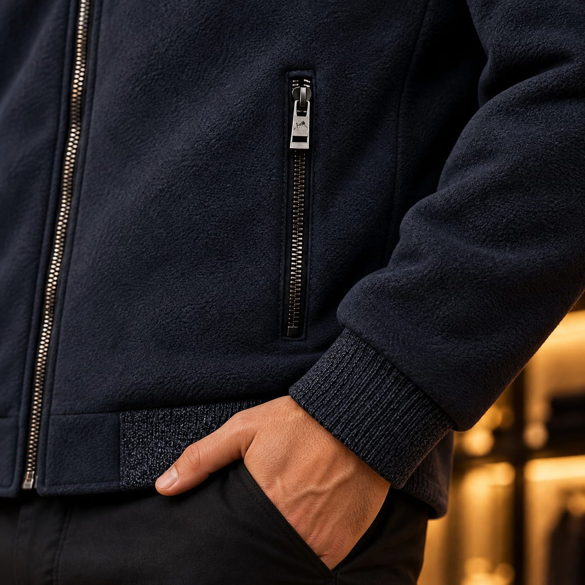 Men’s Faux-Fur Collar Zip Jacket