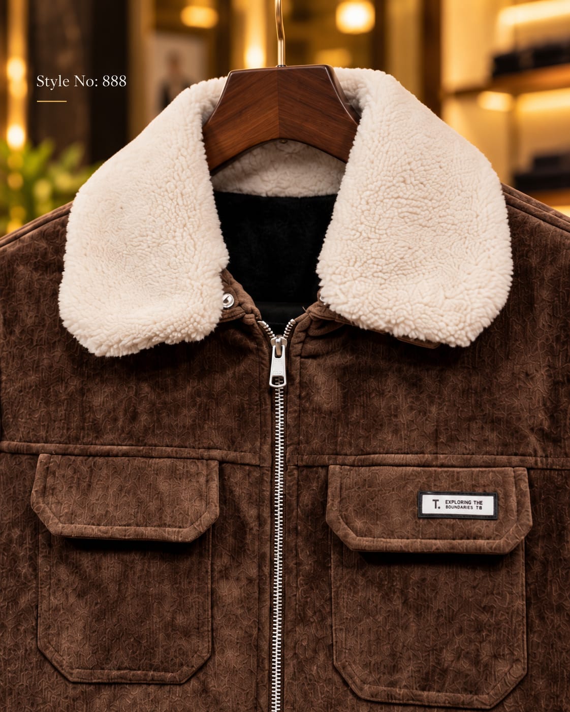 Men’s Sherpa Collar Suede-Look Utility Jacket