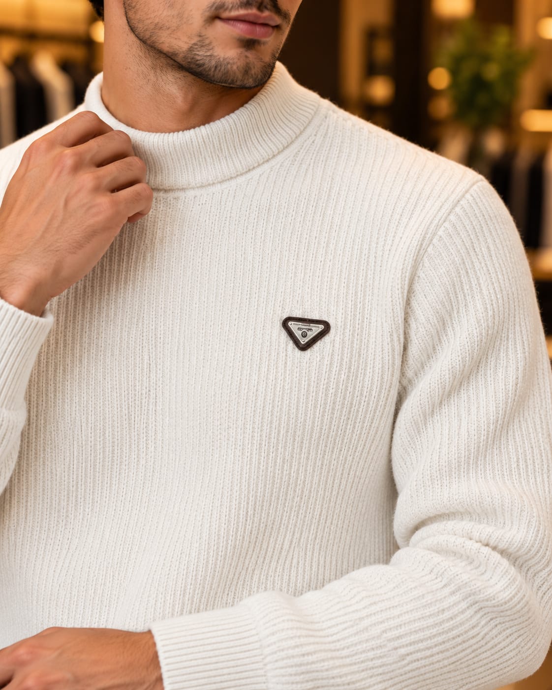 Men’s Ribbed Mock Neck Knit Sweater