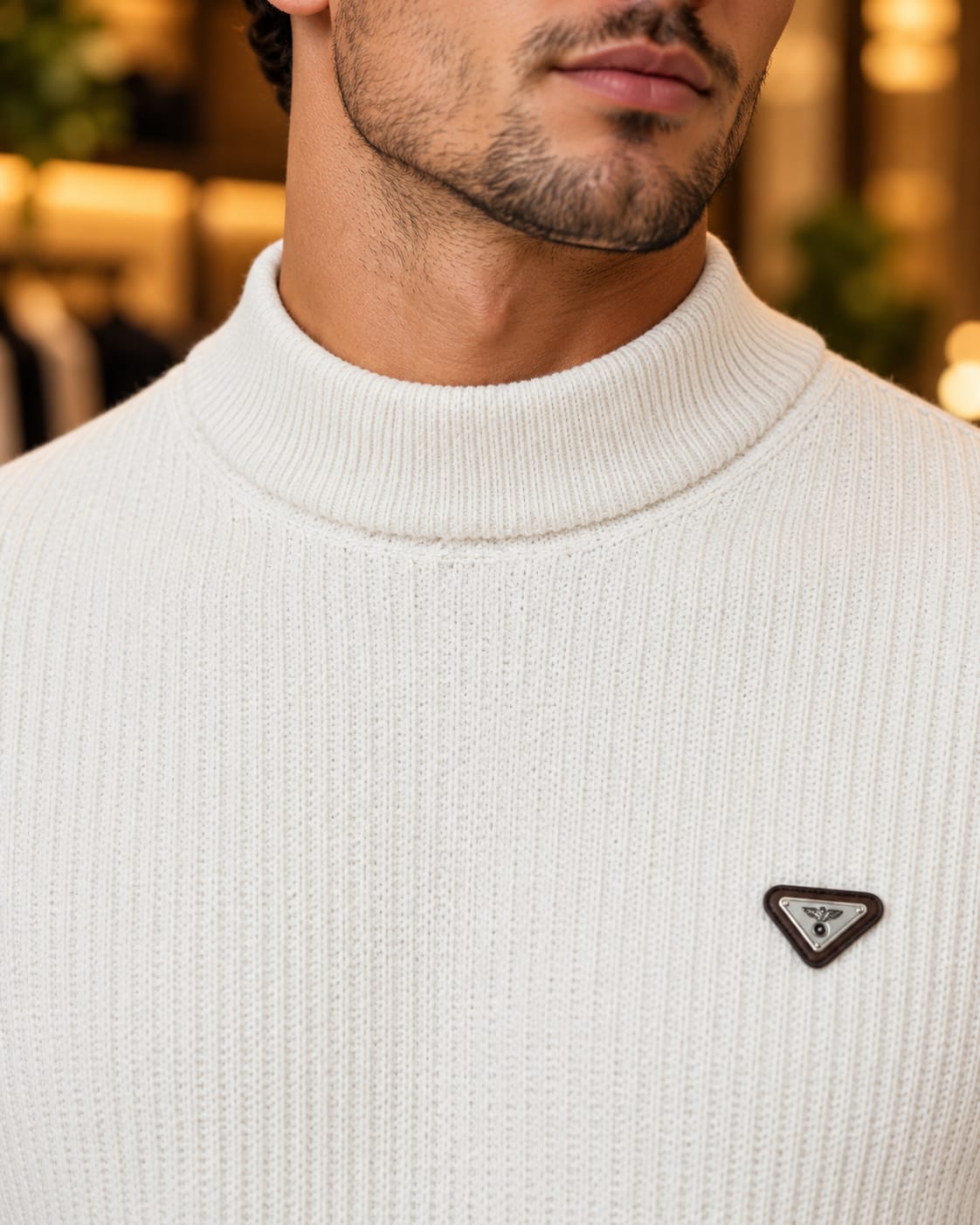 Men’s Ribbed Mock Neck Knit Sweater