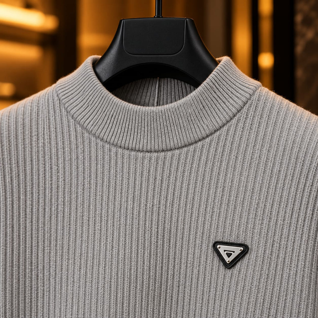 Men’s Ribbed Mock Neck Knit Sweater