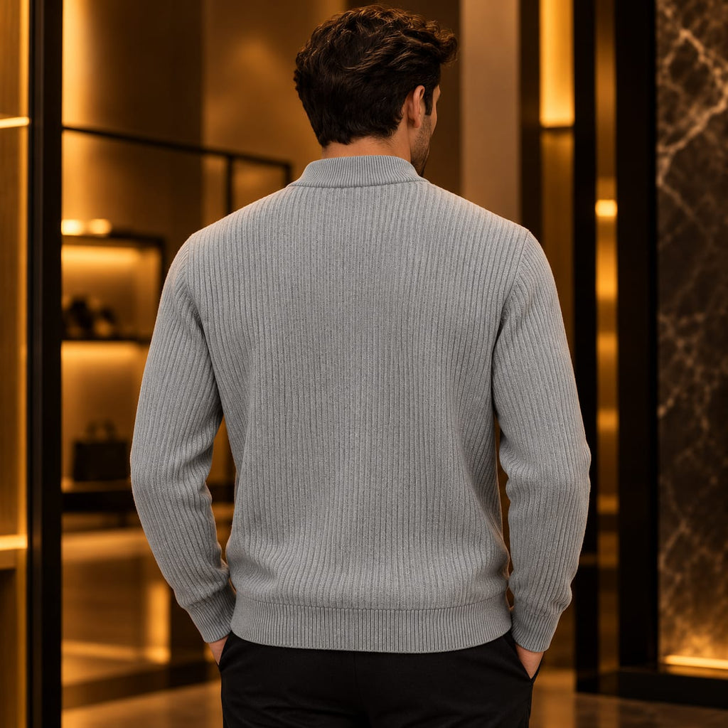 Men’s Ribbed Mock Neck Knit Sweater