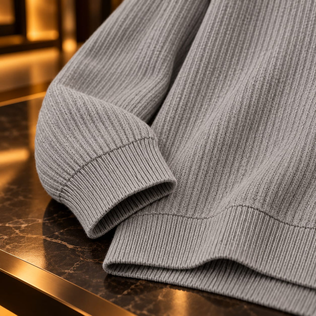 Men’s Ribbed Mock Neck Knit Sweater