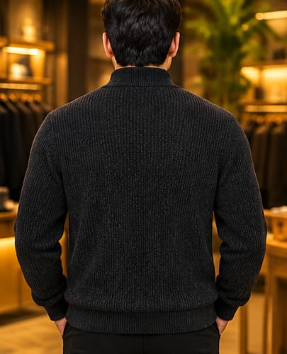 Men’s Ribbed Mock Neck Knit Sweater