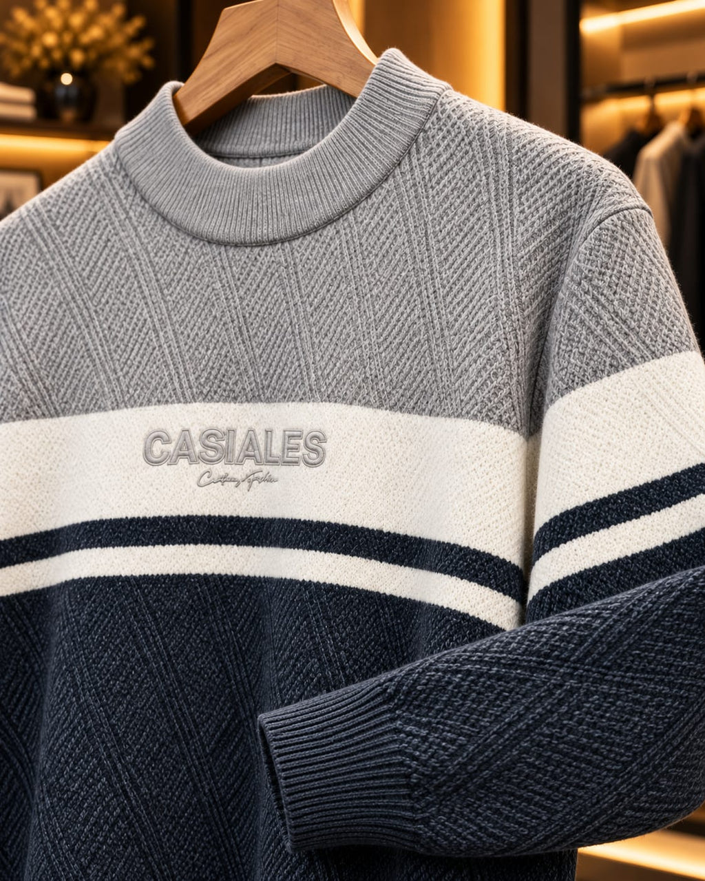 Men’s Textured Color-Block Mock Neck Knit Sweater