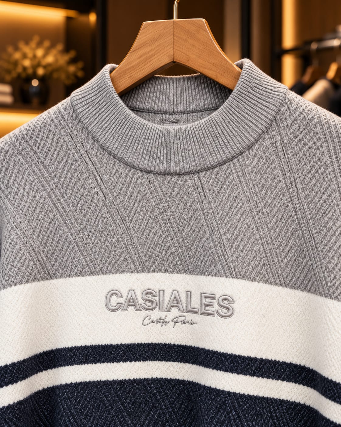 Men’s Textured Color-Block Mock Neck Knit Sweater