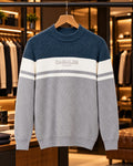 Men’s Textured Color-Block Mock Neck Knit Sweater