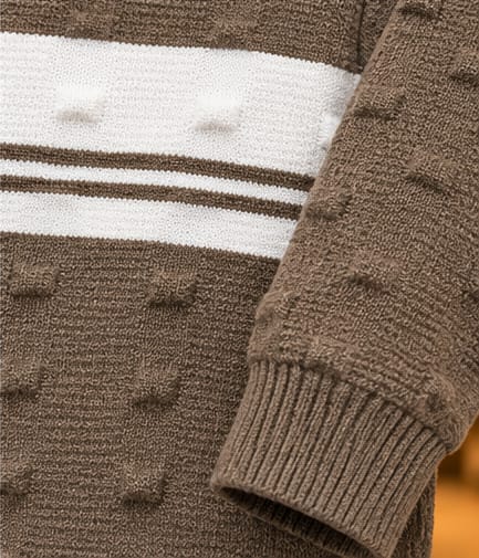 Men’s Textured Half-Zip Stripe Knit Sweater