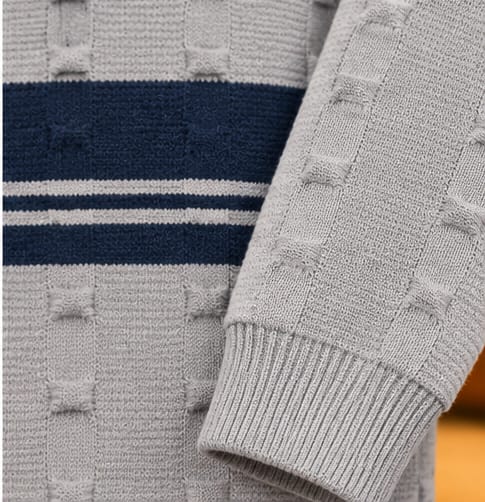 Men’s Textured Half-Zip Stripe Knit Sweater