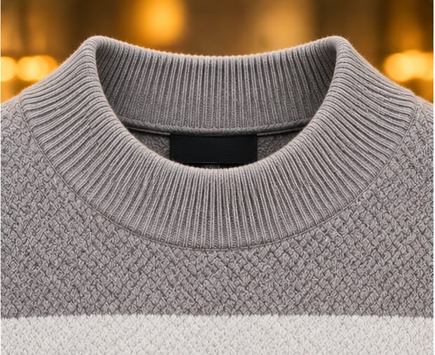 Men’s Textured Block Stripe Crew Neck Knit Sweater