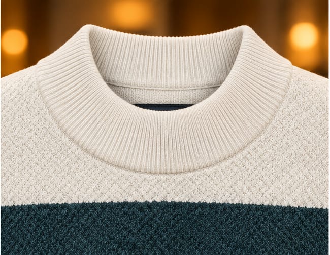 Men’s Textured Block Stripe Crew Neck Knit Sweater
