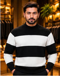 Men’s Textured Block Stripe Crew Neck Knit Sweater