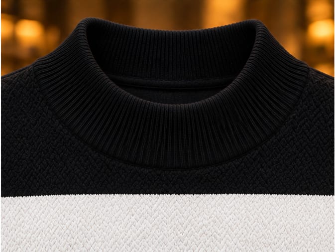 Men’s Textured Block Stripe Crew Neck Knit Sweater