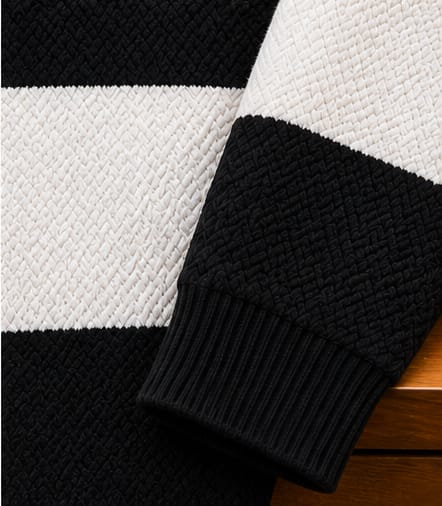 Men’s Textured Block Stripe Crew Neck Knit Sweater
