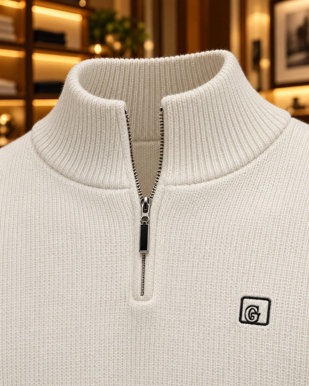 Men’s Ribbed Quarter-Zip Mock Neck Sweater