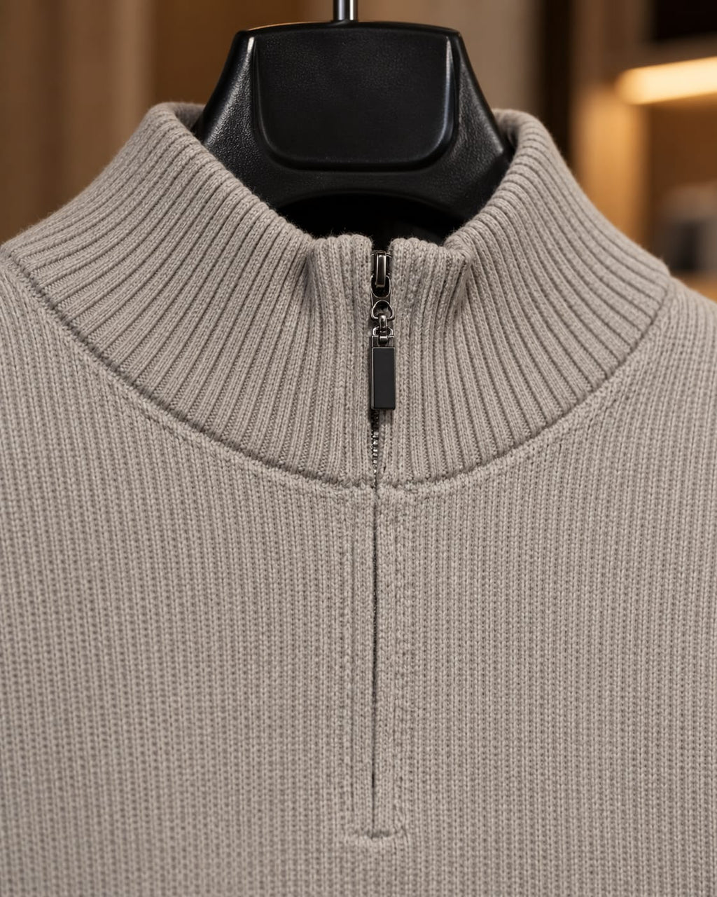 Men’s Ribbed Quarter-Zip Mock Neck Sweater