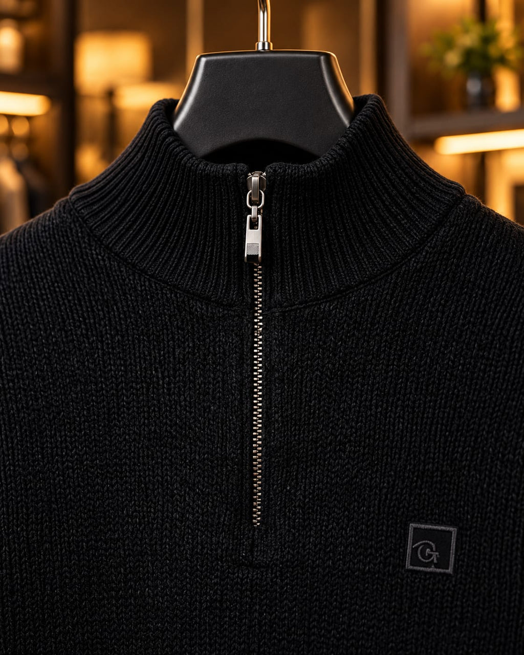 Men’s Ribbed Quarter-Zip Mock Neck Sweater