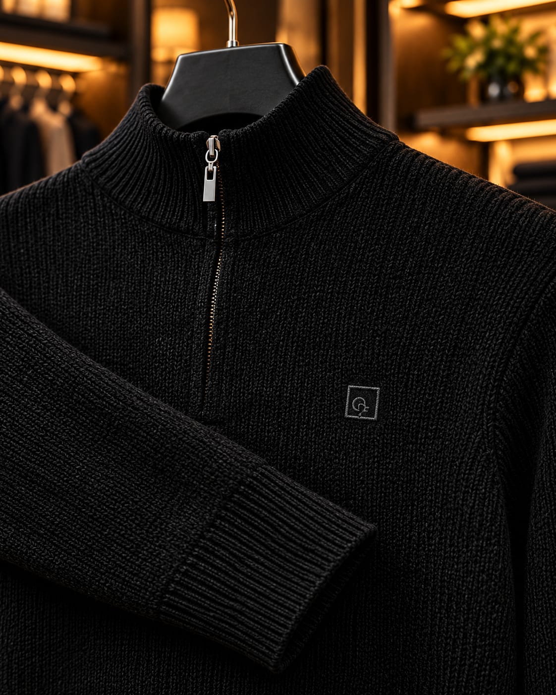 Men’s Ribbed Quarter-Zip Mock Neck Sweater
