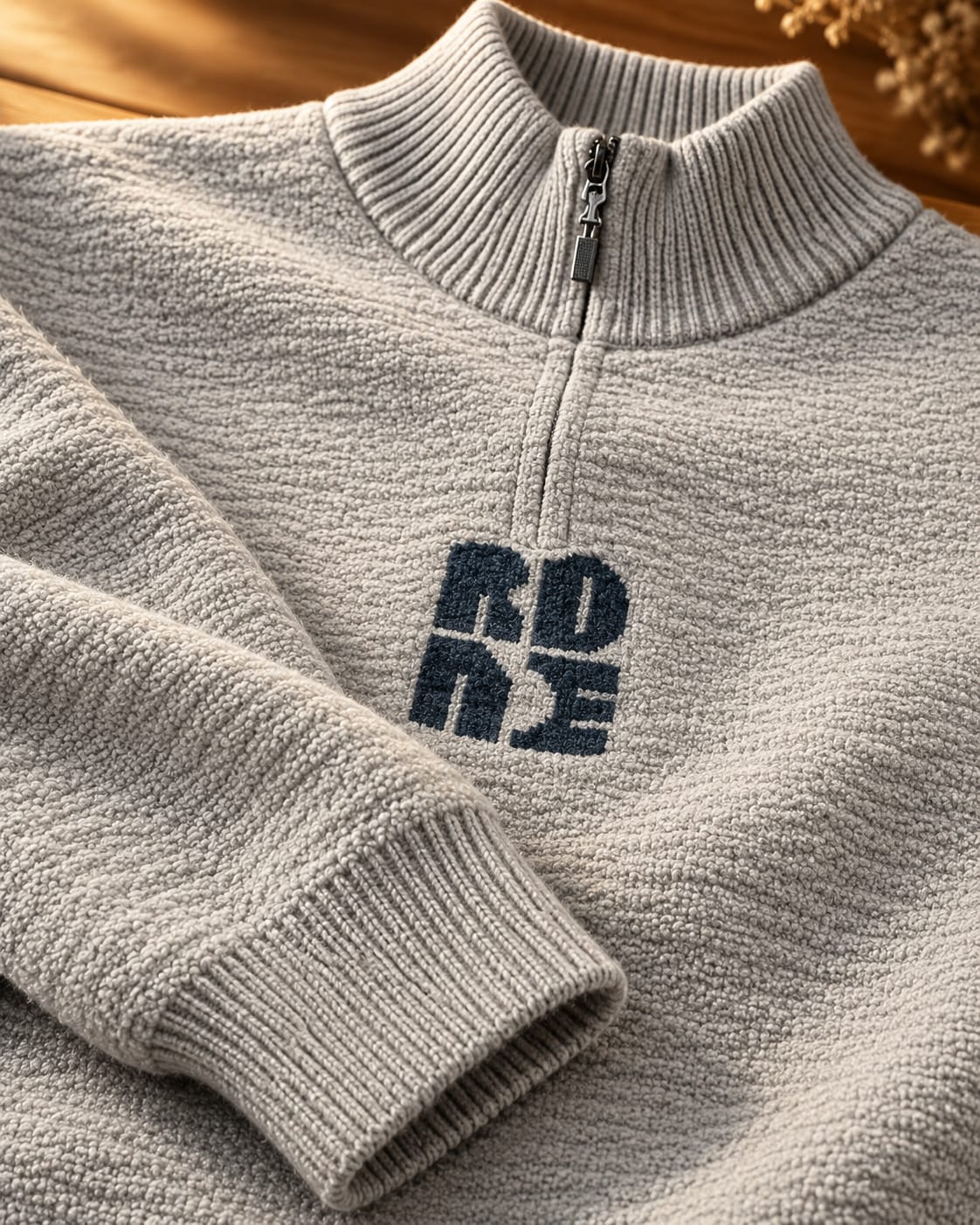 Men’s Textured Quarter-Zip Mock Neck Sweater