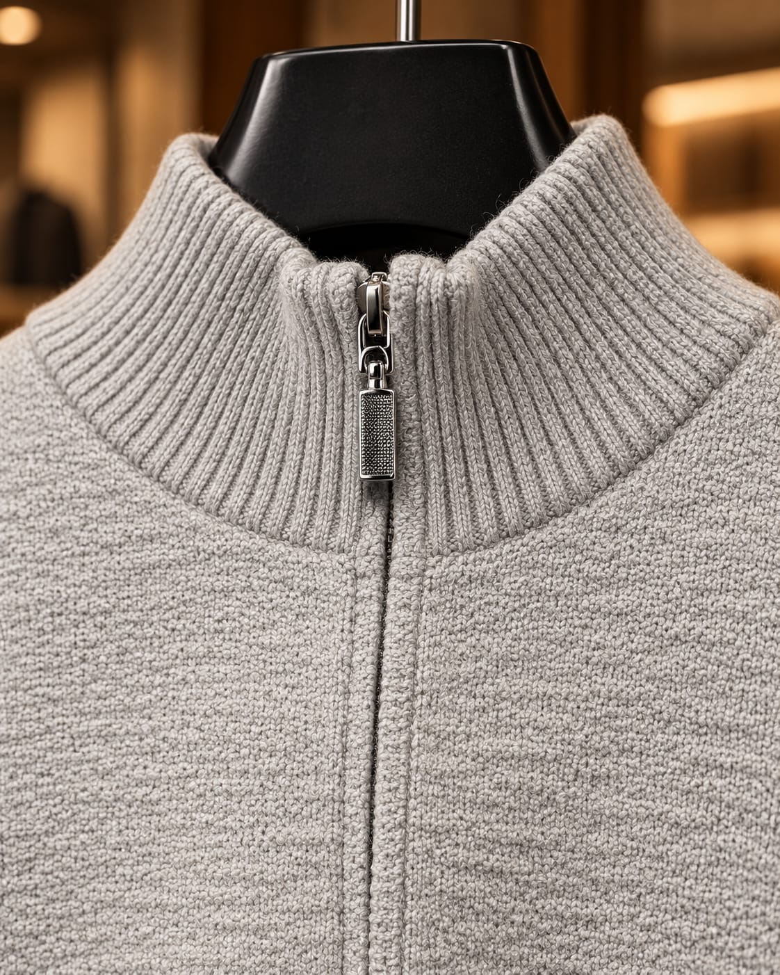 Men’s Textured Quarter-Zip Mock Neck Sweater