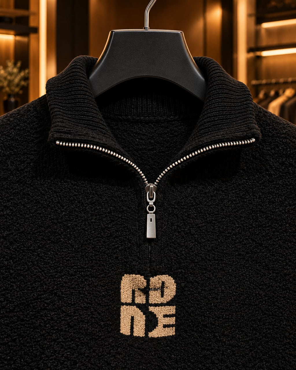 Men’s Textured Quarter-Zip Mock Neck Sweater