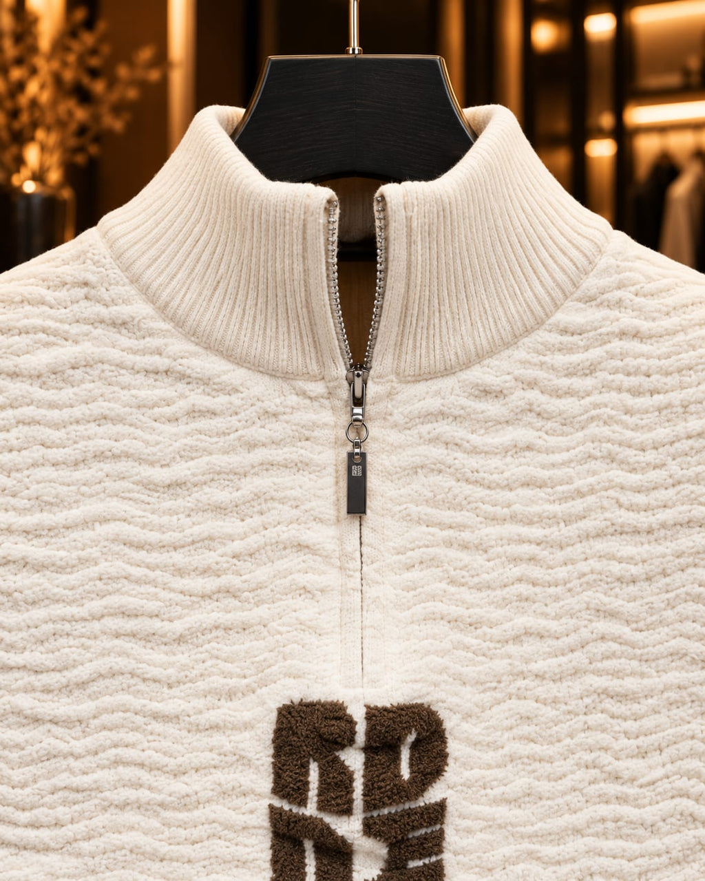 Men’s Textured Quarter-Zip Mock Neck Sweater