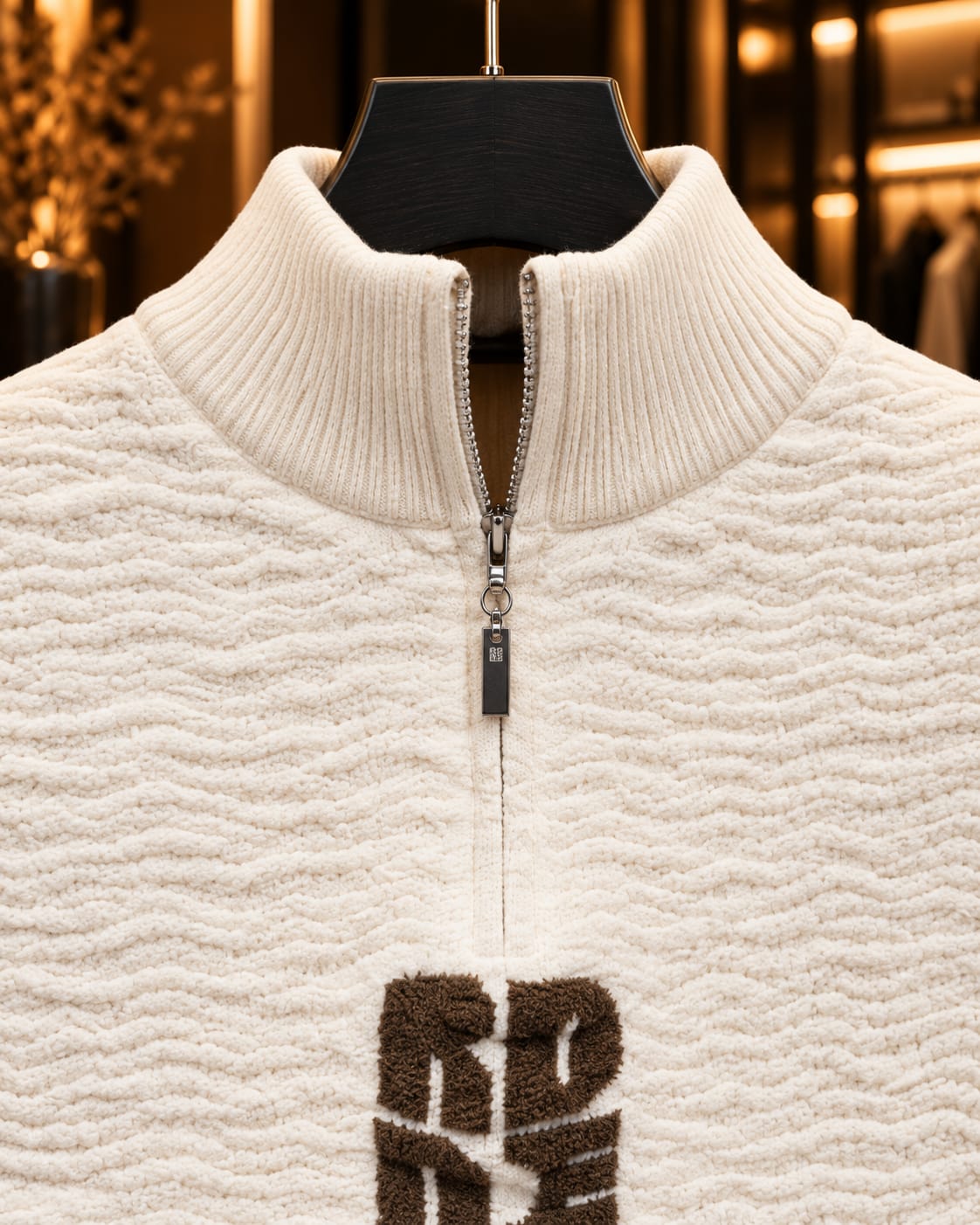 Men’s Textured Quarter-Zip Mock Neck Sweater