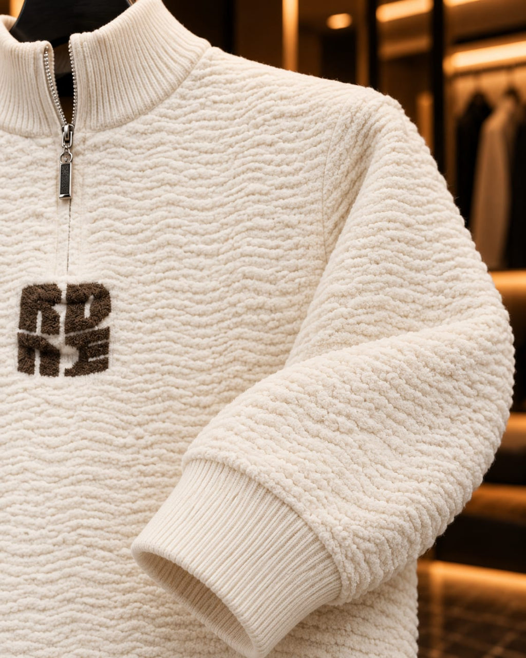 Men’s Textured Quarter-Zip Mock Neck Sweater
