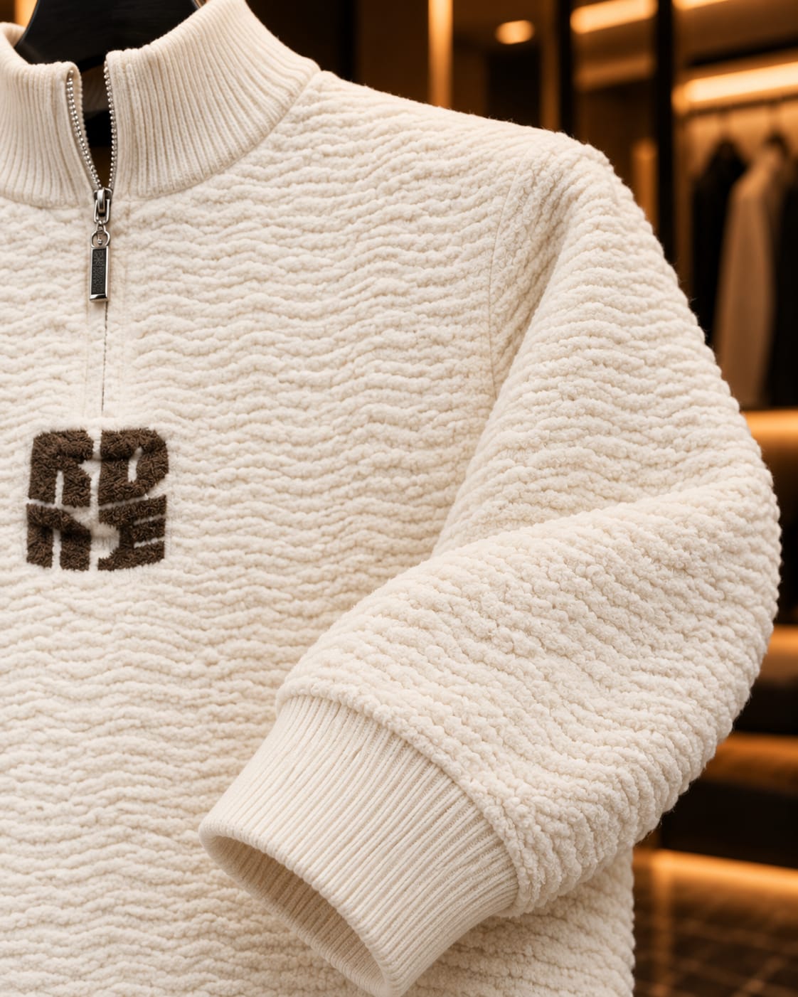 Men’s Textured Quarter-Zip Mock Neck Sweater