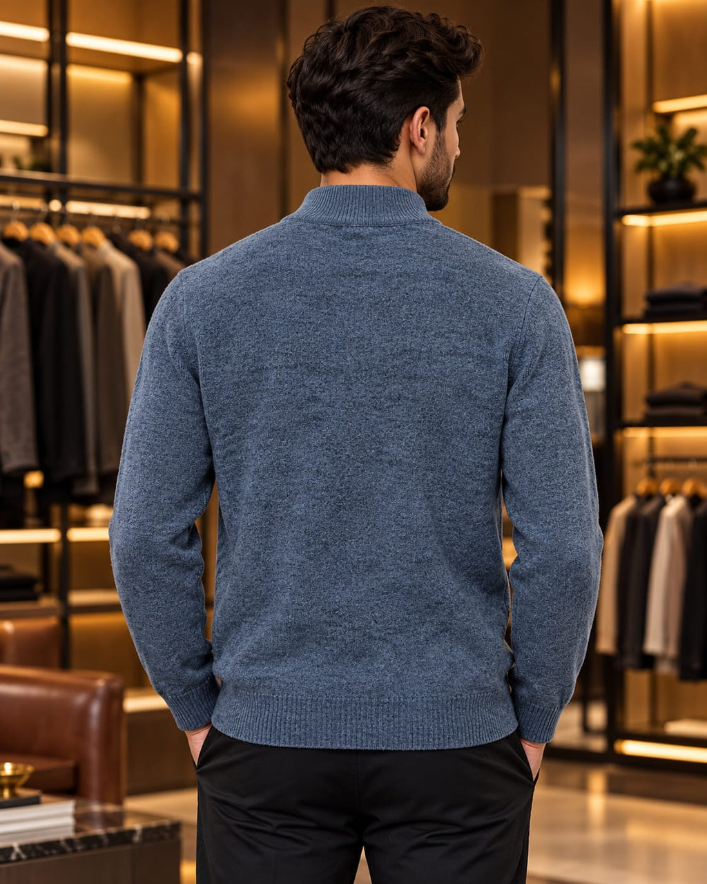 Men’s Minimal Mock Neck Knit Sweater