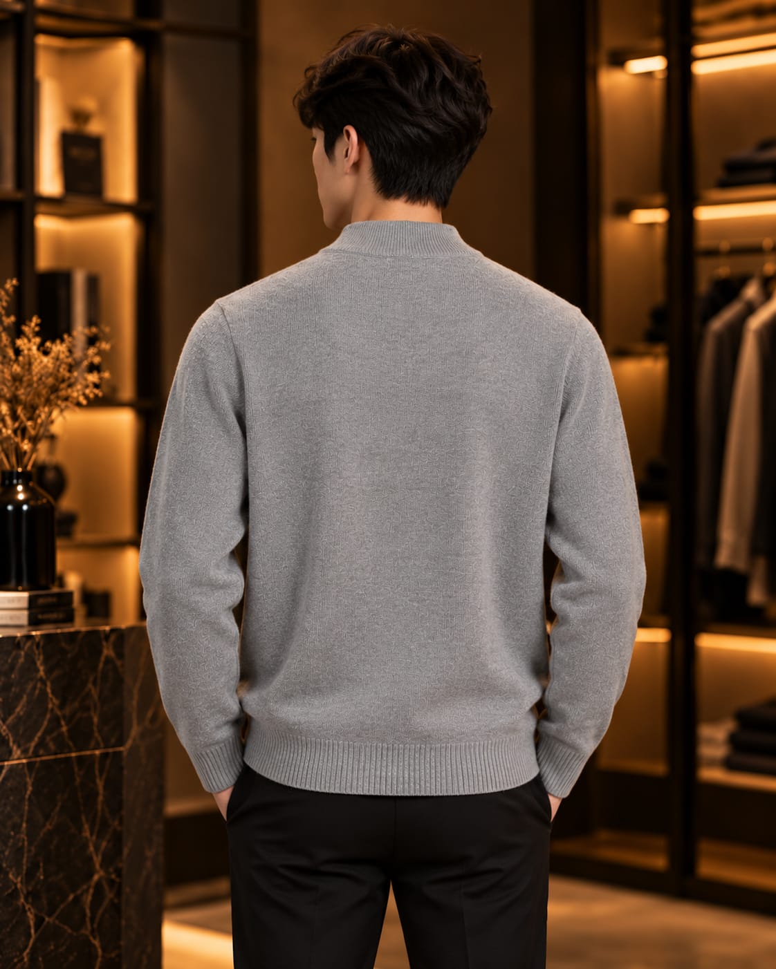 Men’s Minimal Mock Neck Knit Sweater