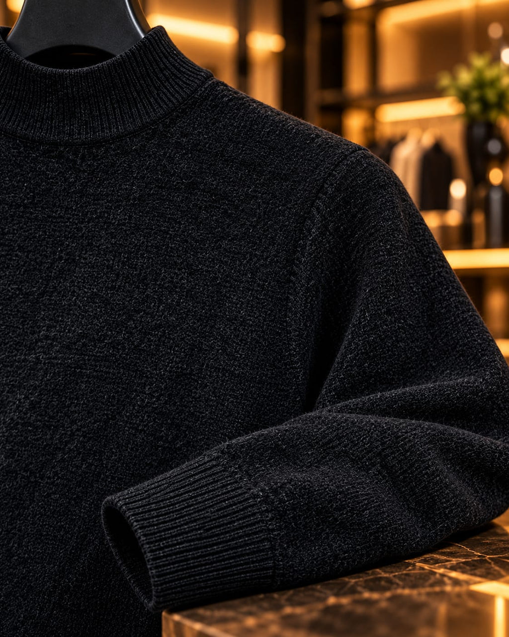 Men’s Minimal Mock Neck Knit Sweater