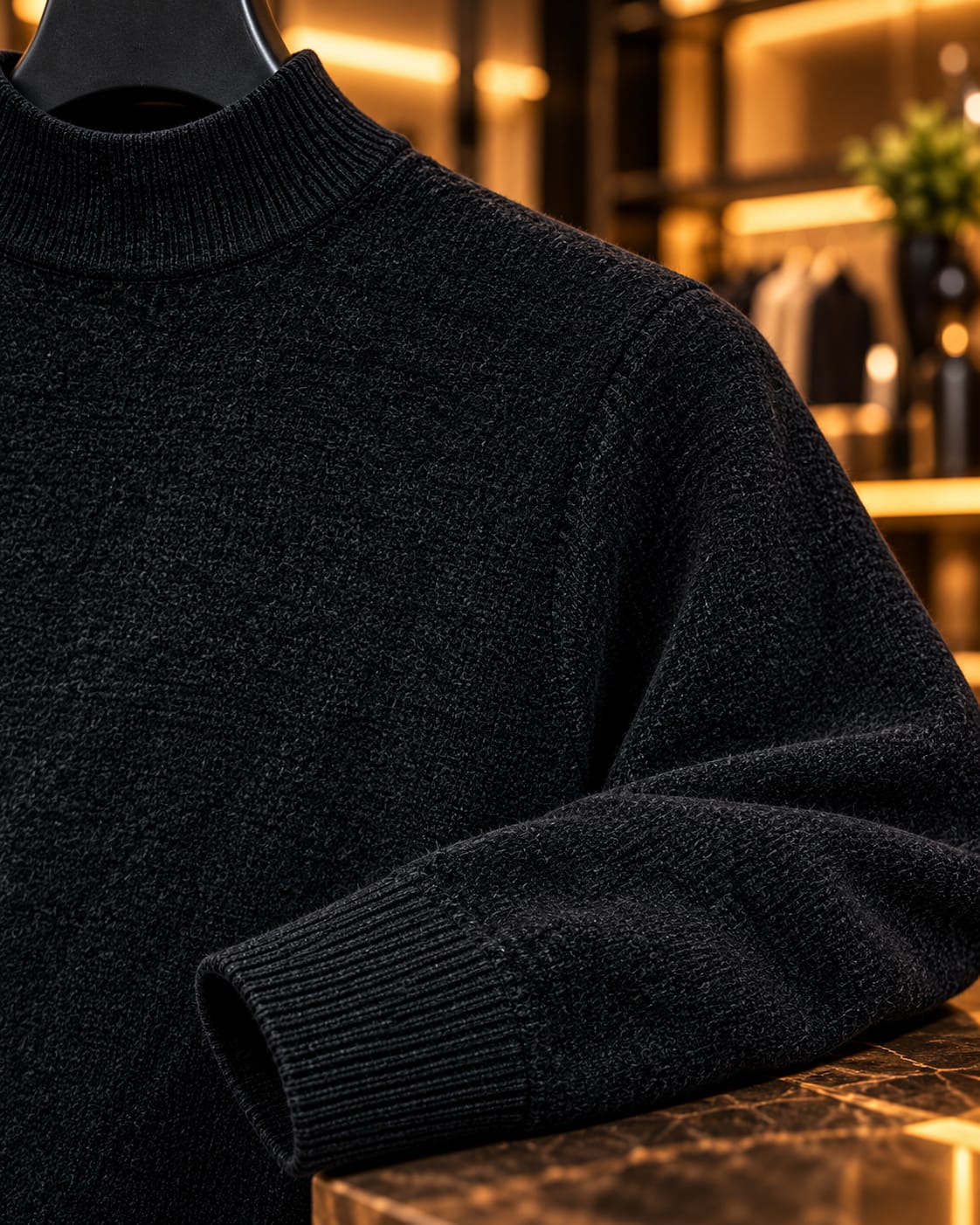 Men’s Minimal Mock Neck Knit Sweater