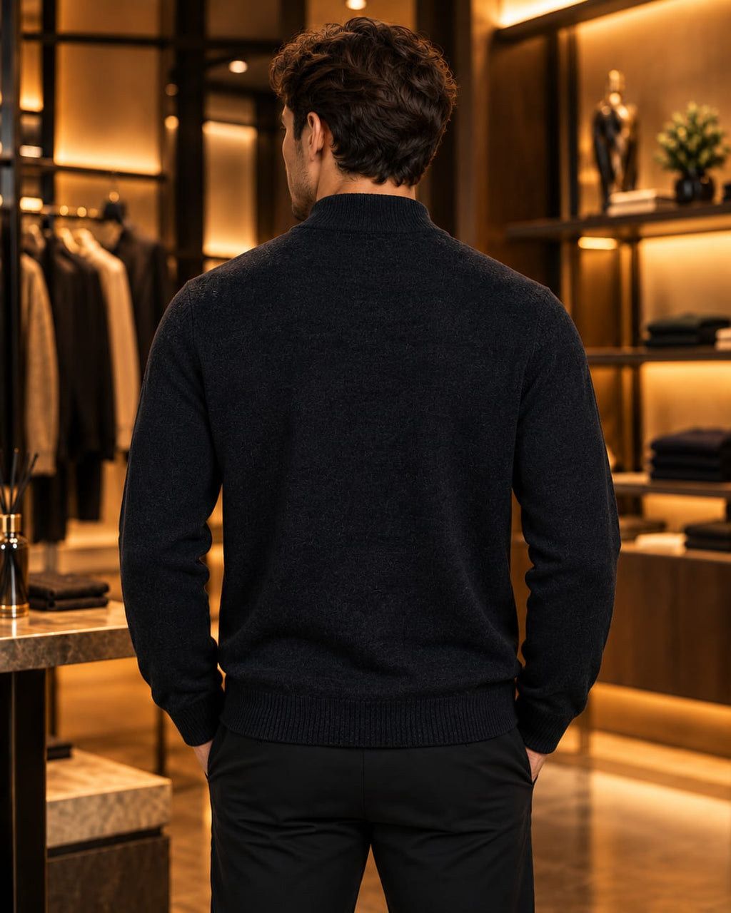 Men’s Minimal Mock Neck Knit Sweater
