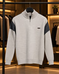 Men’s Quarter-Zip Mock Neck Color-Block Sweater